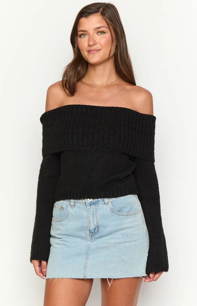 Joey Black Off Shoulder Sweater sold by Beginning Boutique product image thumbnail 2