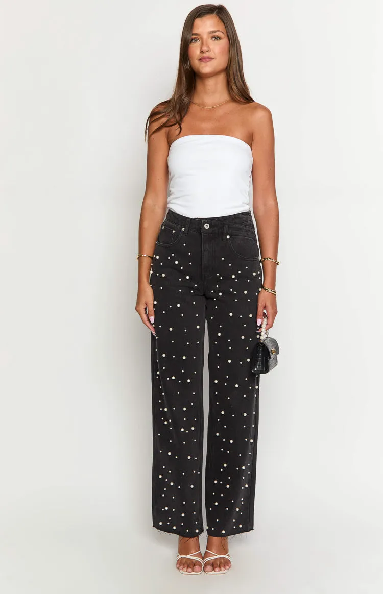 Denim Dazzle Pearl Black High Waisted Jeans sold by Beginning Boutique product image thumbnail 2