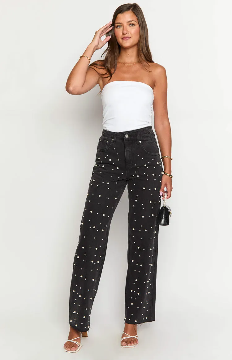 Denim Dazzle Pearl Black High Waisted Jeans sold by Beginning Boutique product image thumbnail 3