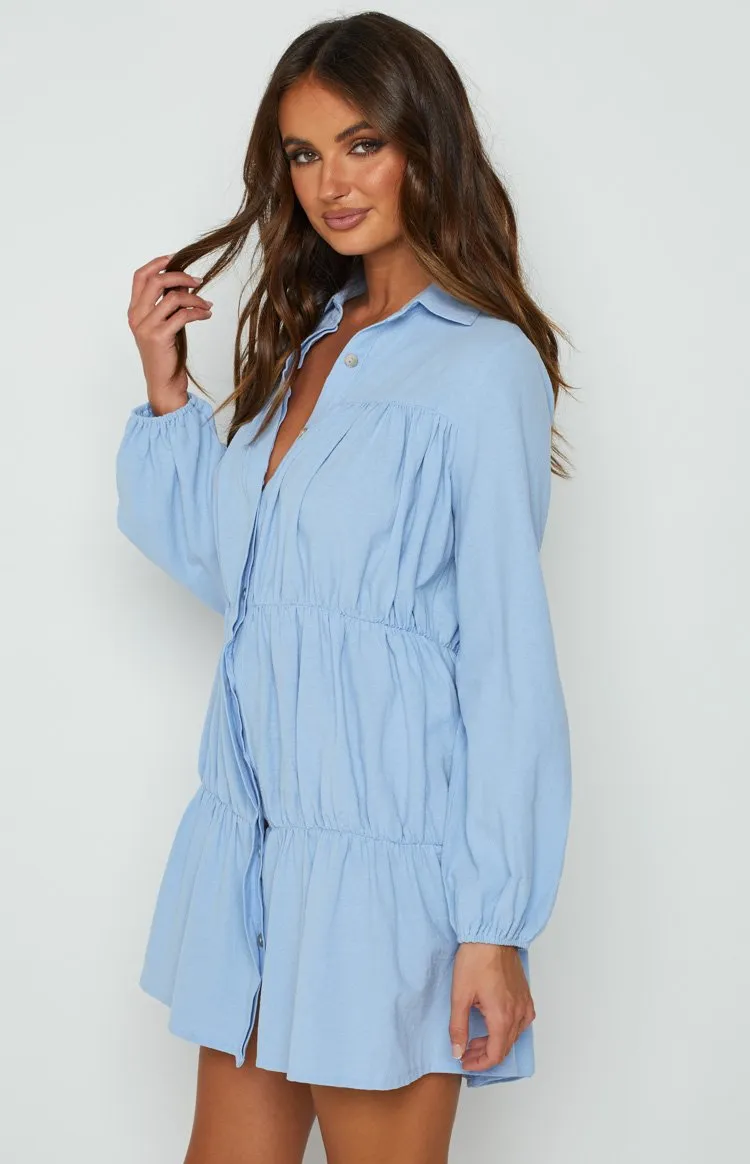 Theodossia Tiered Long Sleeve Dress Blue sold by Beginning Boutique product image thumbnail 4