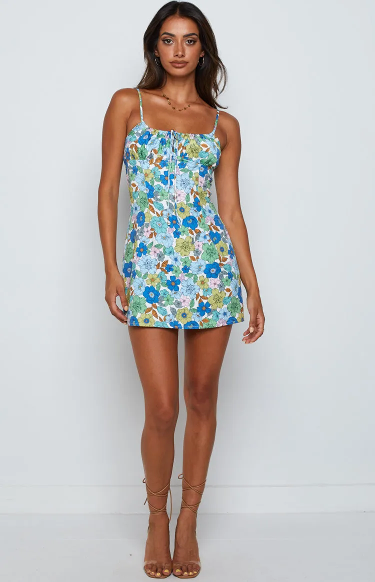 Silvanna Blue Floral Mini Dress sold by Beginning Boutique product image thumbnail 4