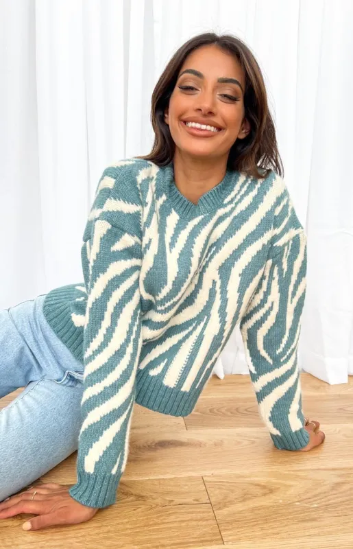 Clareta Blue Zebra Jumper sold by Beginning Boutique