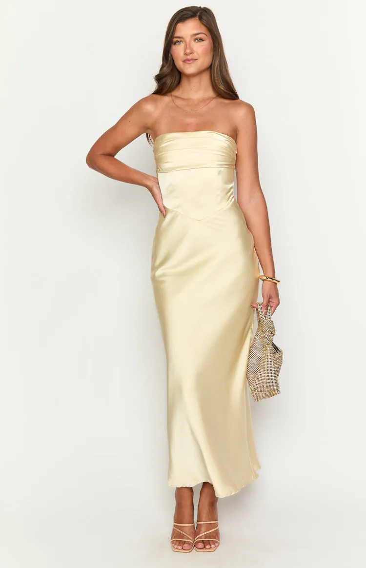 Tasha Yellow Strapless Maxi Dress sold by Beginning Boutique product image thumbnail 3