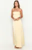 Blaise Yellow Satin Maxi Dress sold by Beginning Boutique
