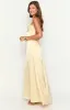 Blaise Yellow Satin Maxi Dress sold by Beginning Boutique