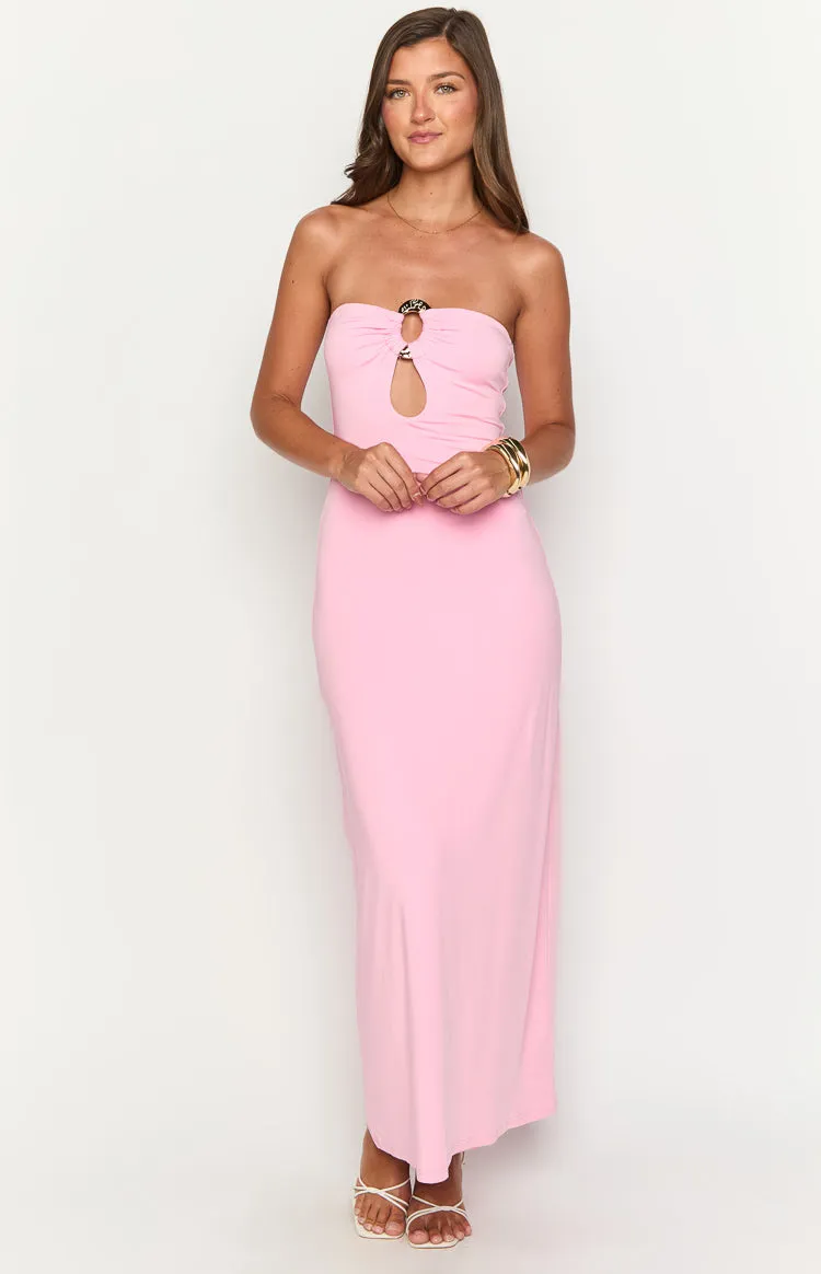Harriet Pink Strapless Maxi Dress sold by Beginning Boutique product image thumbnail 3