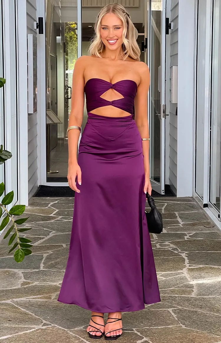 Coco Purple Strapless Maxi Dress sold by Beginning Boutique