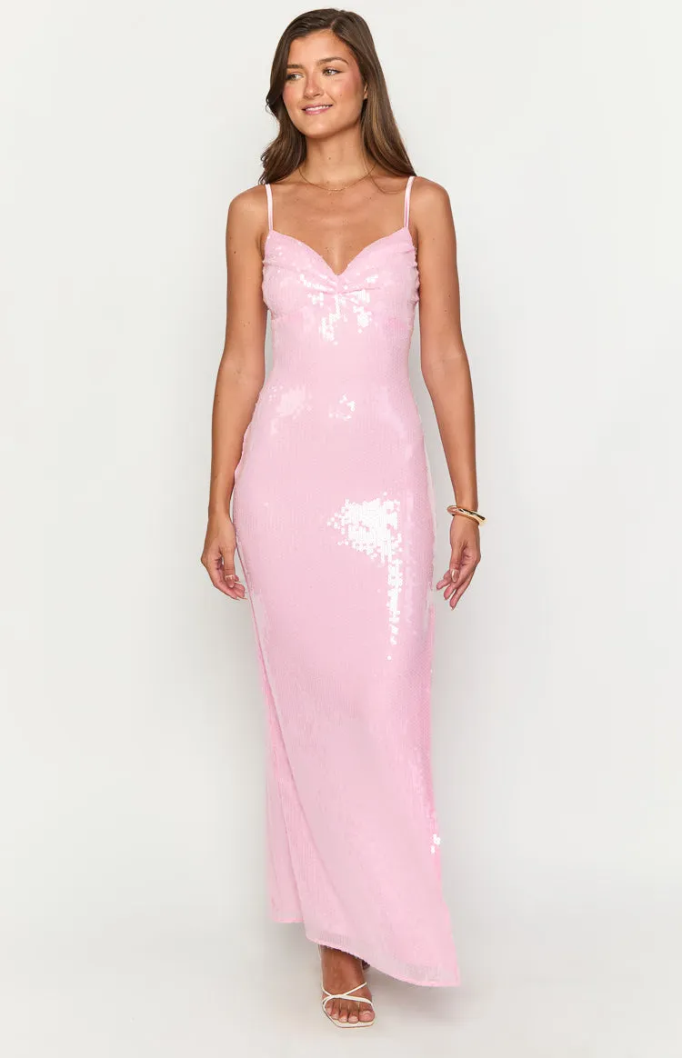 Honey Pink Sequin Maxi Dress sold by Beginning Boutique product image thumbnail 3