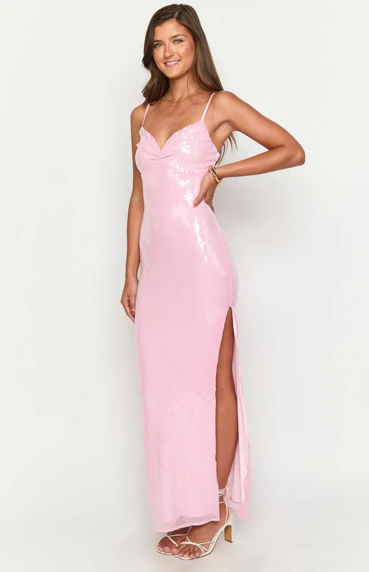 Honey Pink Sequin Maxi Dress sold by Beginning Boutique product image thumbnail 4