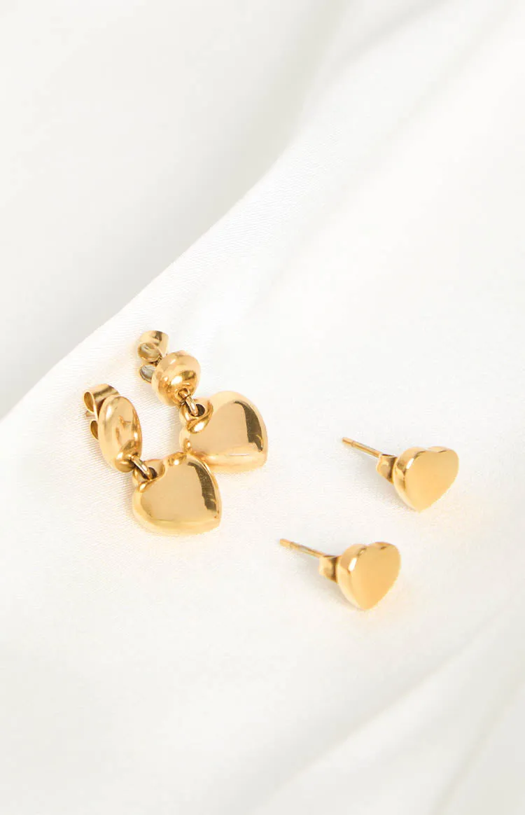 Minxie Gold Heart Earrings 2 Pack sold by Beginning Boutique product image thumbnail 2