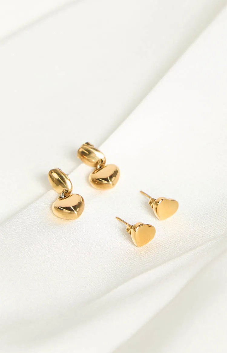 Minxie Gold Heart Earrings 2 Pack sold by Beginning Boutique product image thumbnail 5