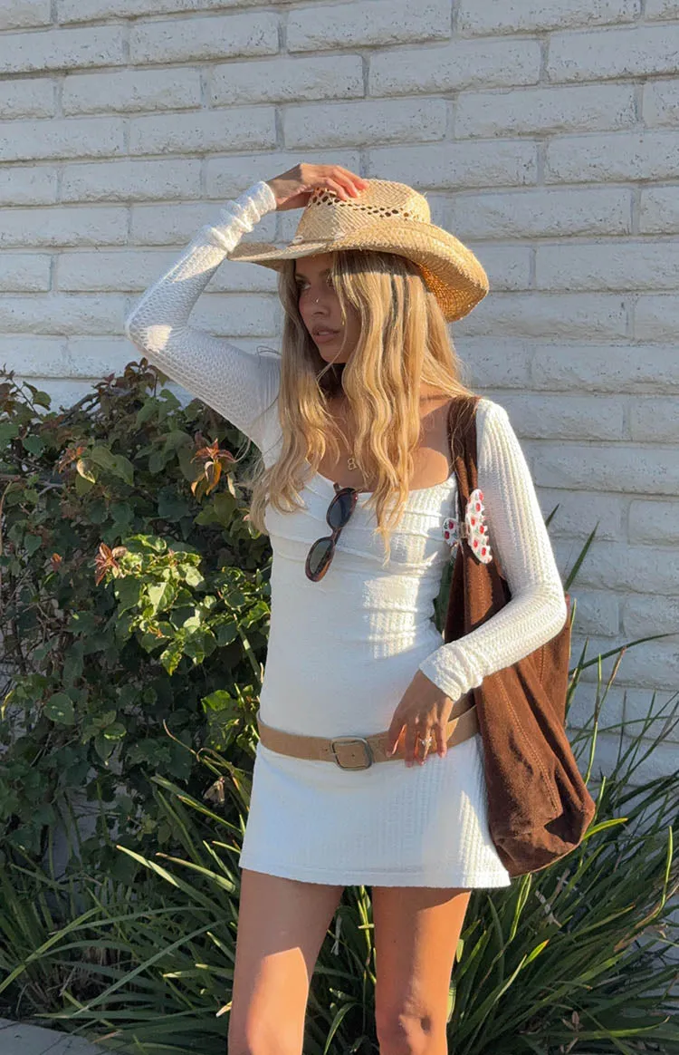 Marcus White Long Sleeve Mini Dress sold by Beginning Boutique