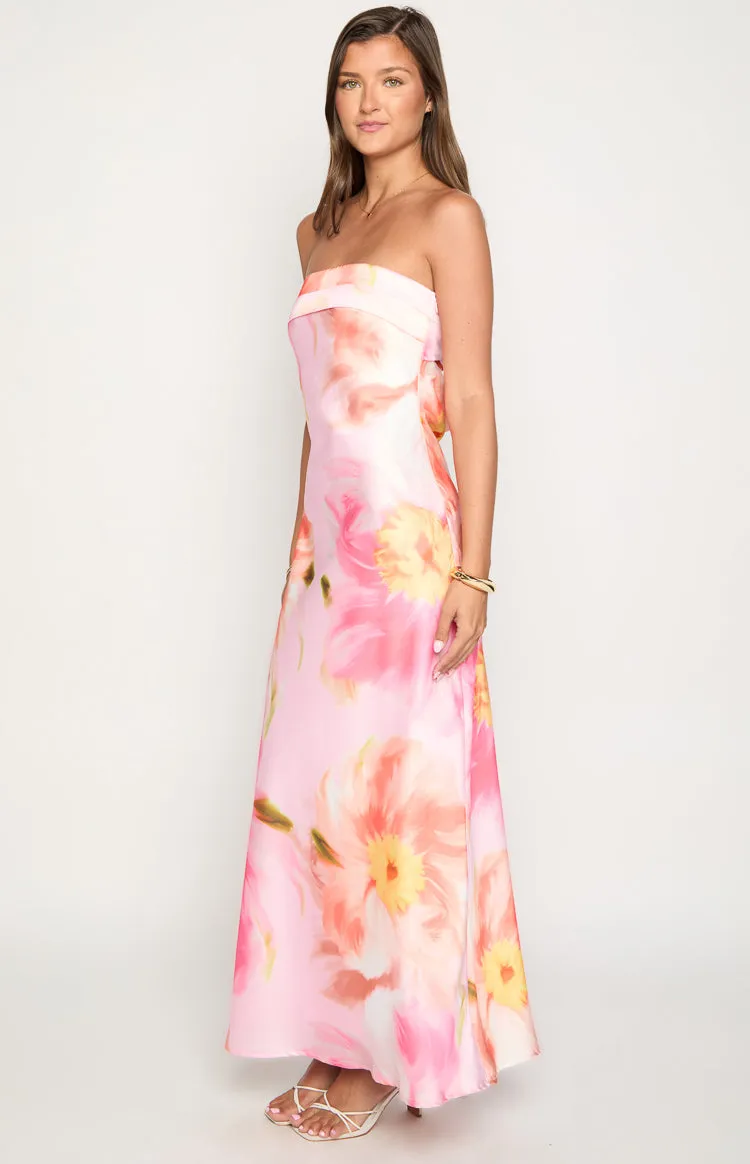 Maiah Pink Floral Print Maxi Dress sold by Beginning Boutique product image thumbnail 4