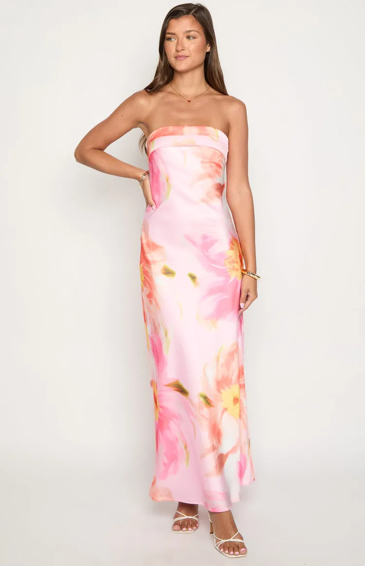 Maiah Pink Floral Print Maxi Dress sold by Beginning Boutique product image thumbnail 3