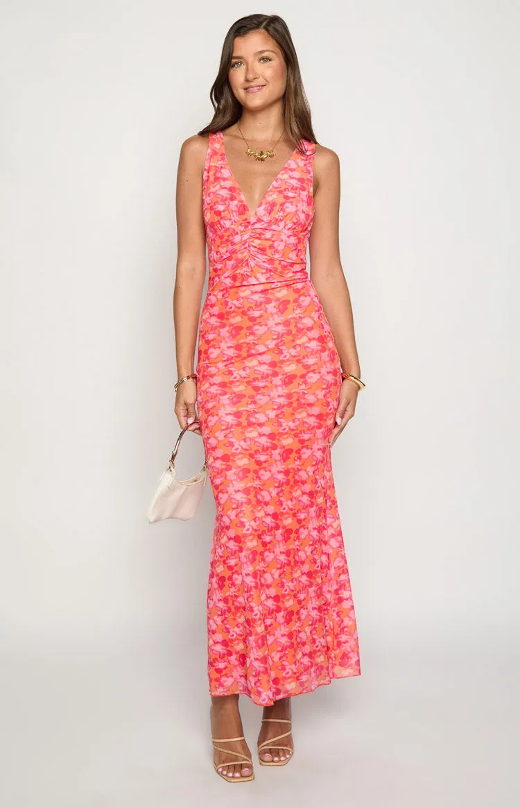 Beck Orange Floral Print Maxi Dress sold by Beginning Boutique product image thumbnail 3