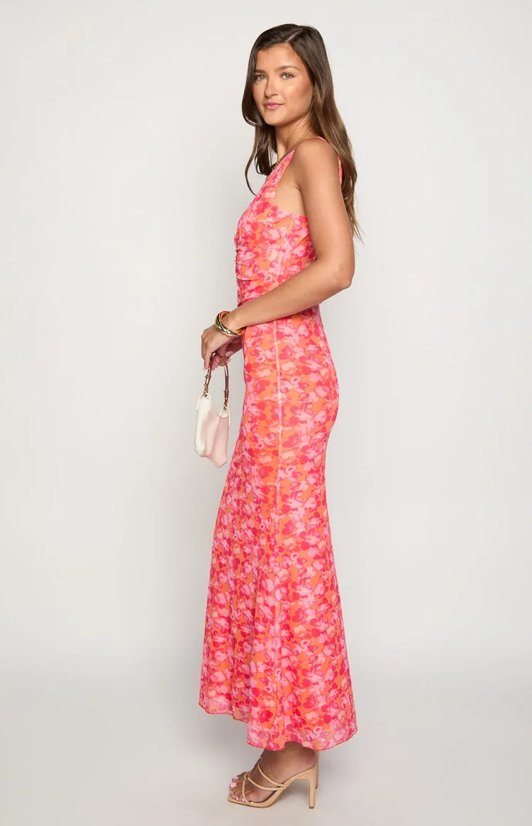 Beck Orange Floral Print Maxi Dress sold by Beginning Boutique product image thumbnail 4