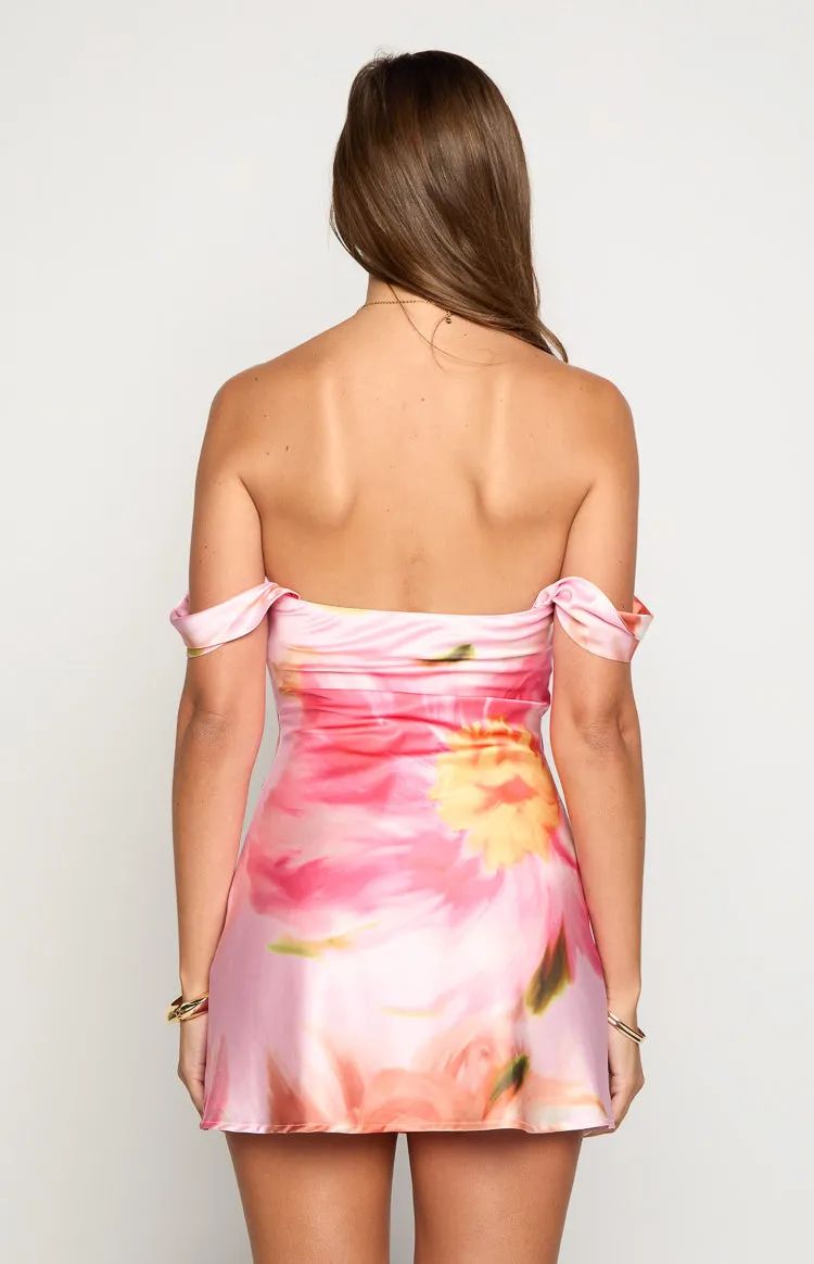 Zoella Pink Floral Off The Shoulder Mini Dress sold by Beginning Boutique product image thumbnail 4