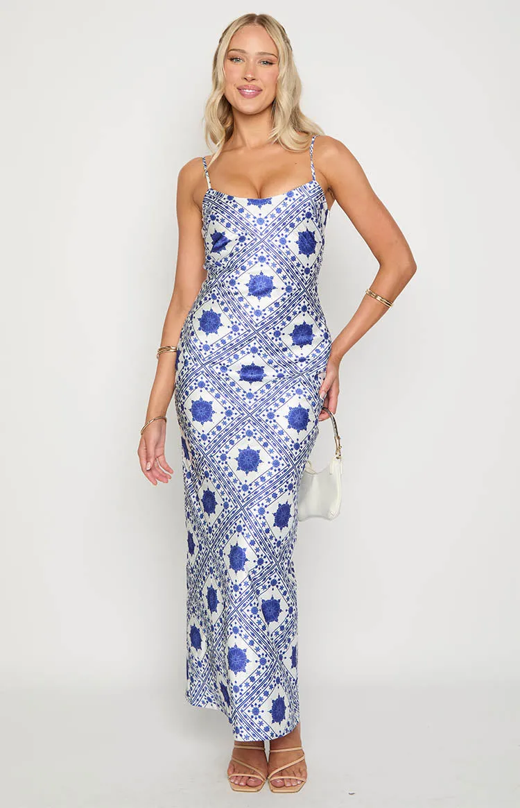 Renesmee Navy Tile Print Maxi Dress sold by Beginning Boutique product image thumbnail 3
