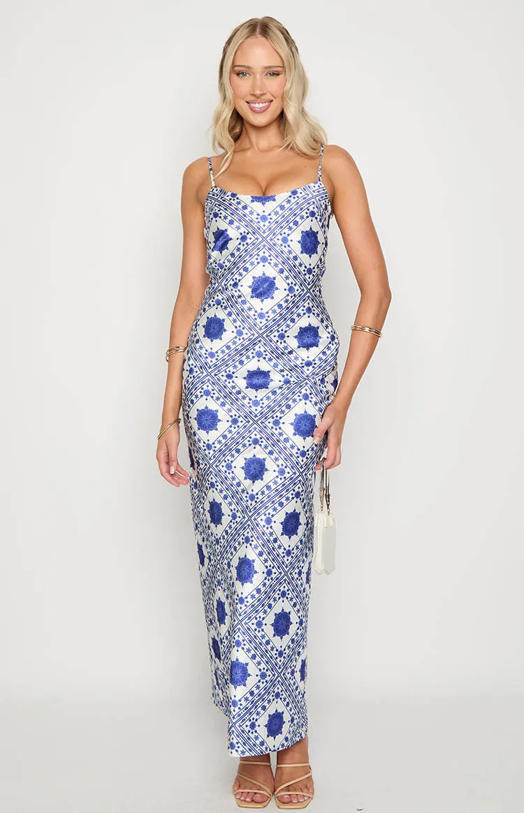 Renesmee Navy Tile Print Maxi Dress sold by Beginning Boutique product image thumbnail 2