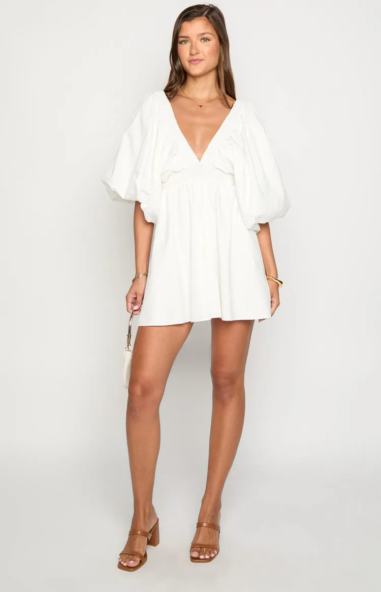 Torie White Short Sleeve Mini Dress sold by Beginning Boutique product image thumbnail 3