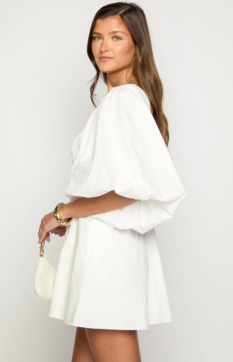 Torie White Short Sleeve Mini Dress sold by Beginning Boutique product image thumbnail 4