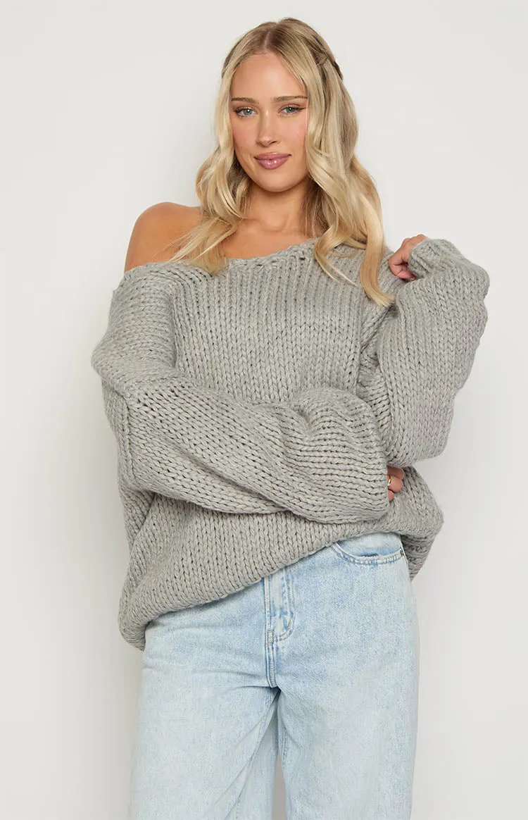 Delvey Grey Chunky Knit Sweater sold by Beginning Boutique product image thumbnail 4