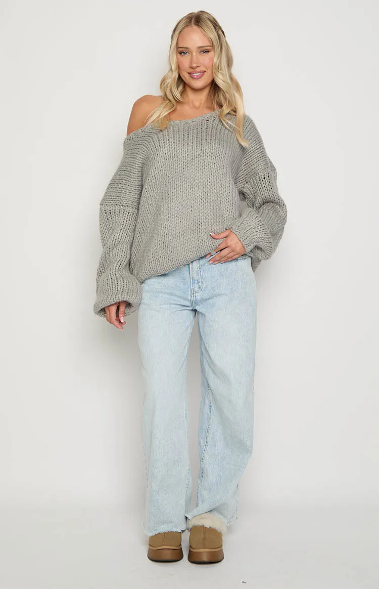Delvey Grey Chunky Knit Sweater sold by Beginning Boutique product image thumbnail 2