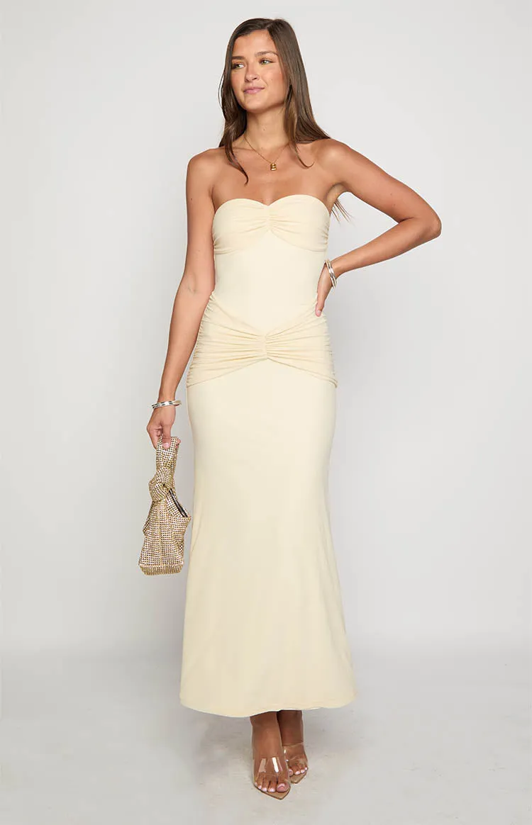 Krissy Cream Mesh Strapless Maxi Dress sold by Beginning Boutique product image thumbnail 2