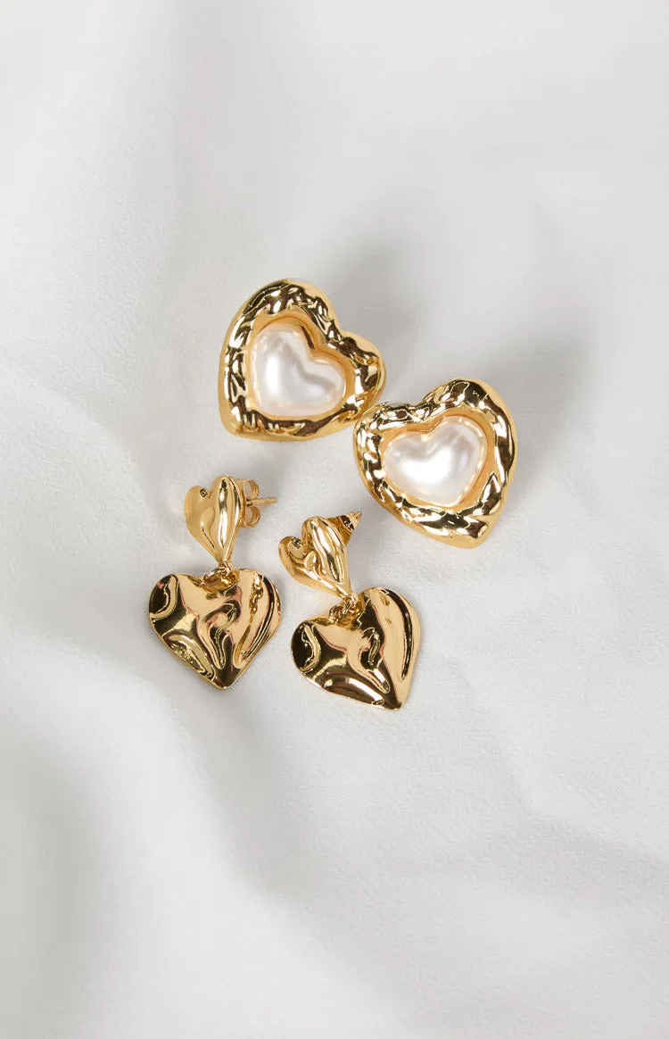 Lila Gold Love Heart Earring 2 Pack sold by Beginning Boutique