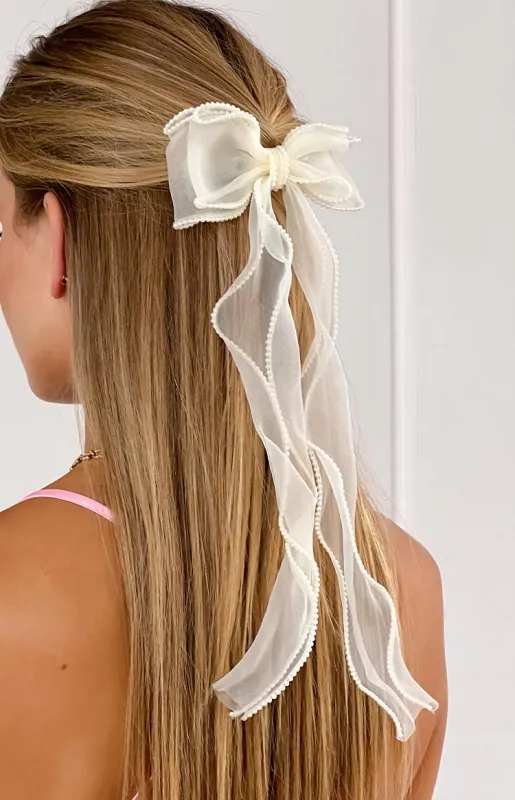 Sweety Cream Hair Bow sold by Beginning Boutique