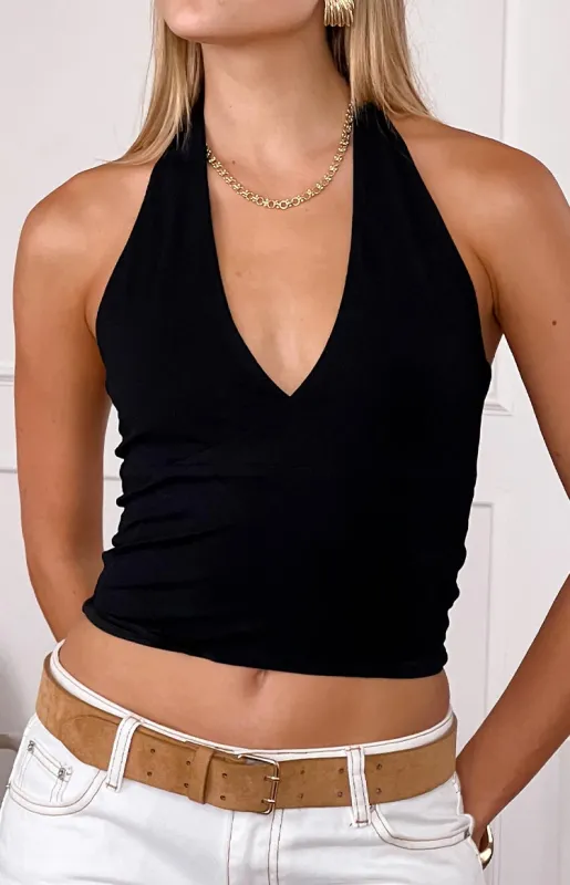 Amora Black Crop Top sold by Beginning Boutique