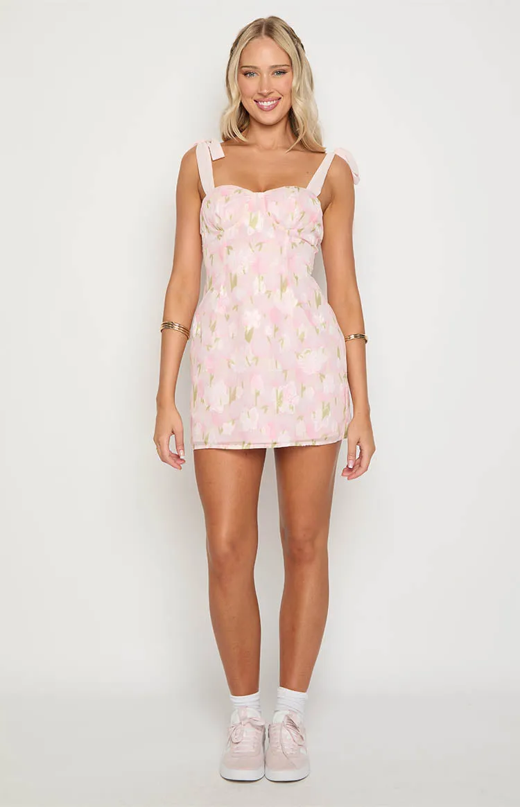 Bambi Pink Floral Mini Dress sold by Beginning Boutique product image thumbnail 3