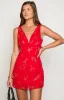 Daphne Red Floral Sequin Mini Dress sold by Beginning Boutique