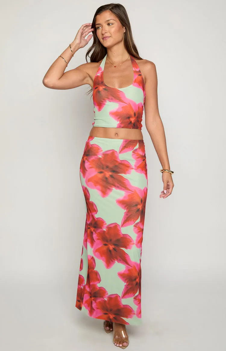 Elsa Green Floral Maxi Skirt sold by Beginning Boutique product image thumbnail 3