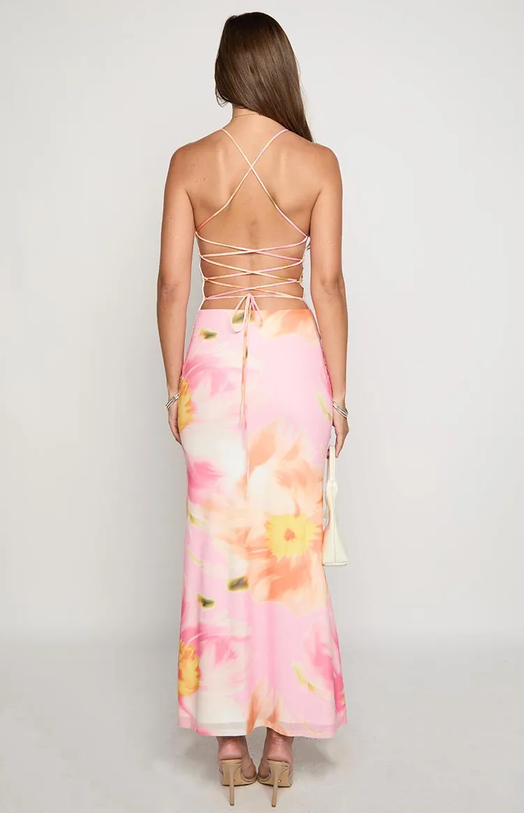 Ashton Pink Floral Kisses Maxi Dress sold by Beginning Boutique product image thumbnail 4