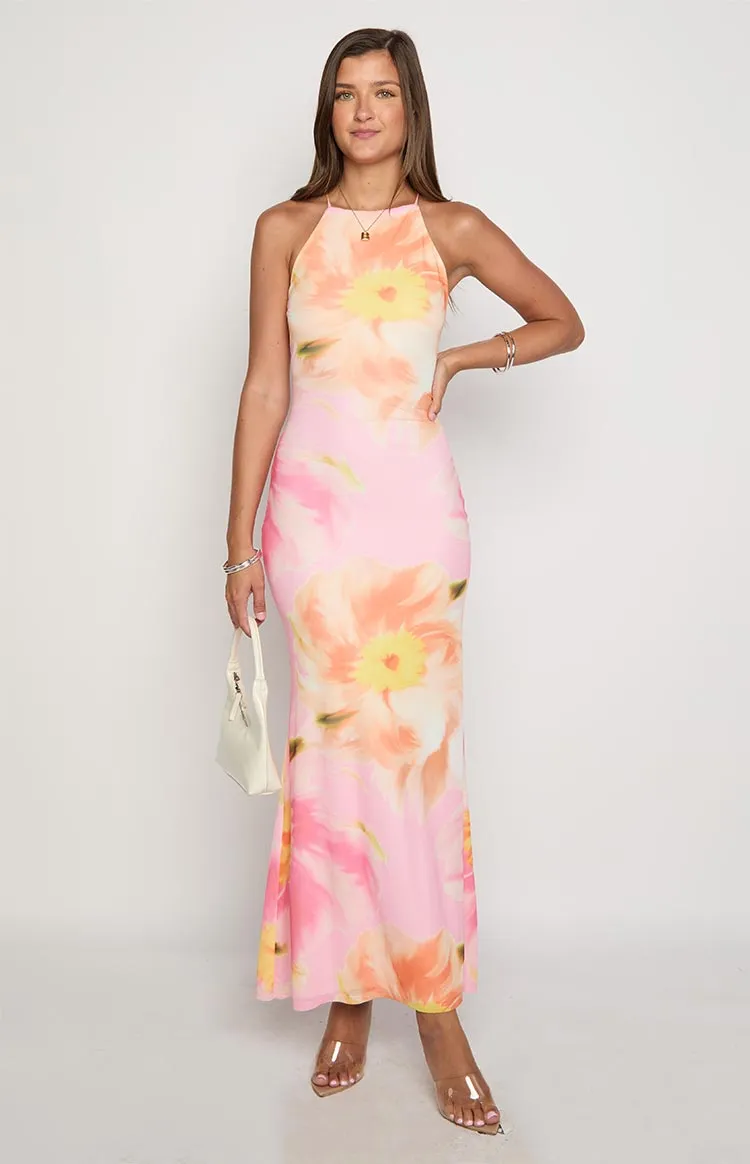 Ashton Pink Floral Kisses Maxi Dress sold by Beginning Boutique product image thumbnail 2
