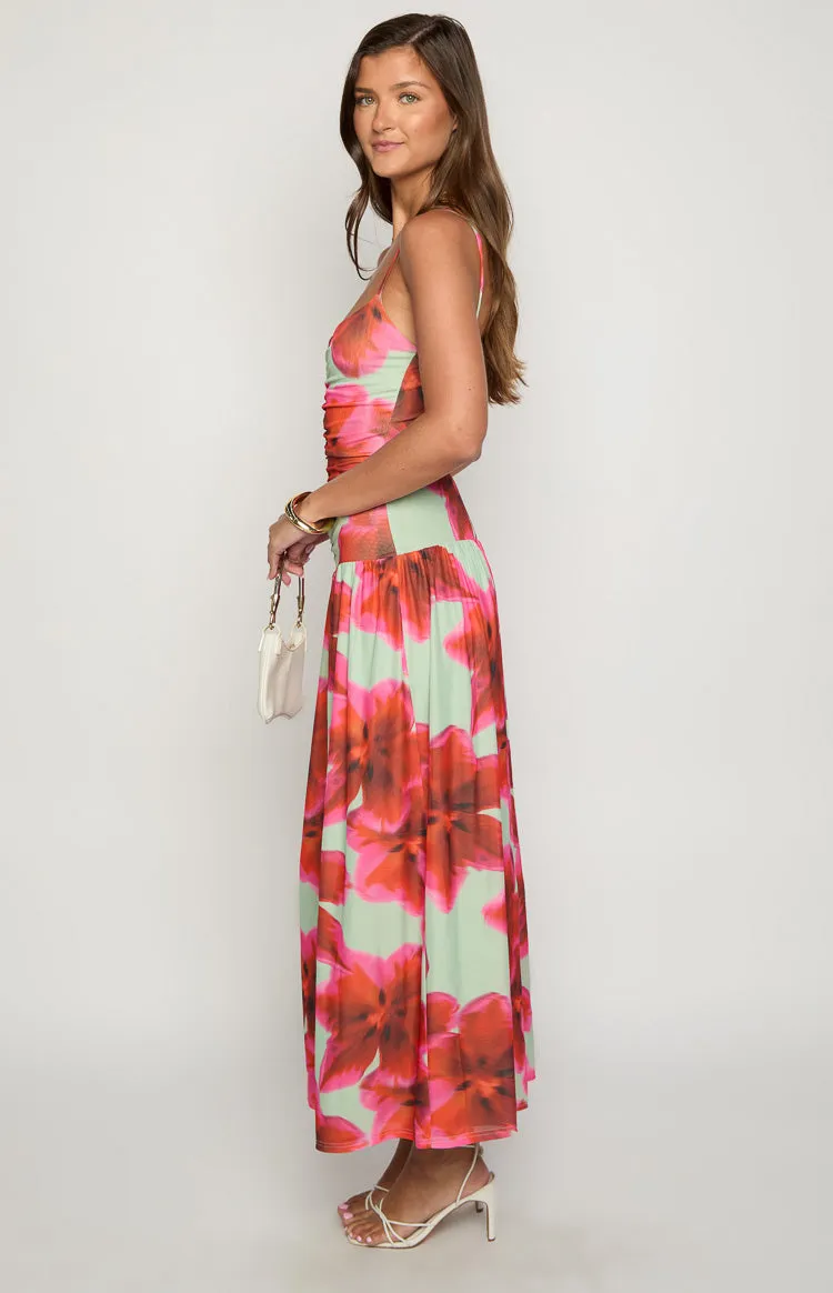 Lilliana Green Floral Print Maxi Dress sold by Beginning Boutique product image thumbnail 4