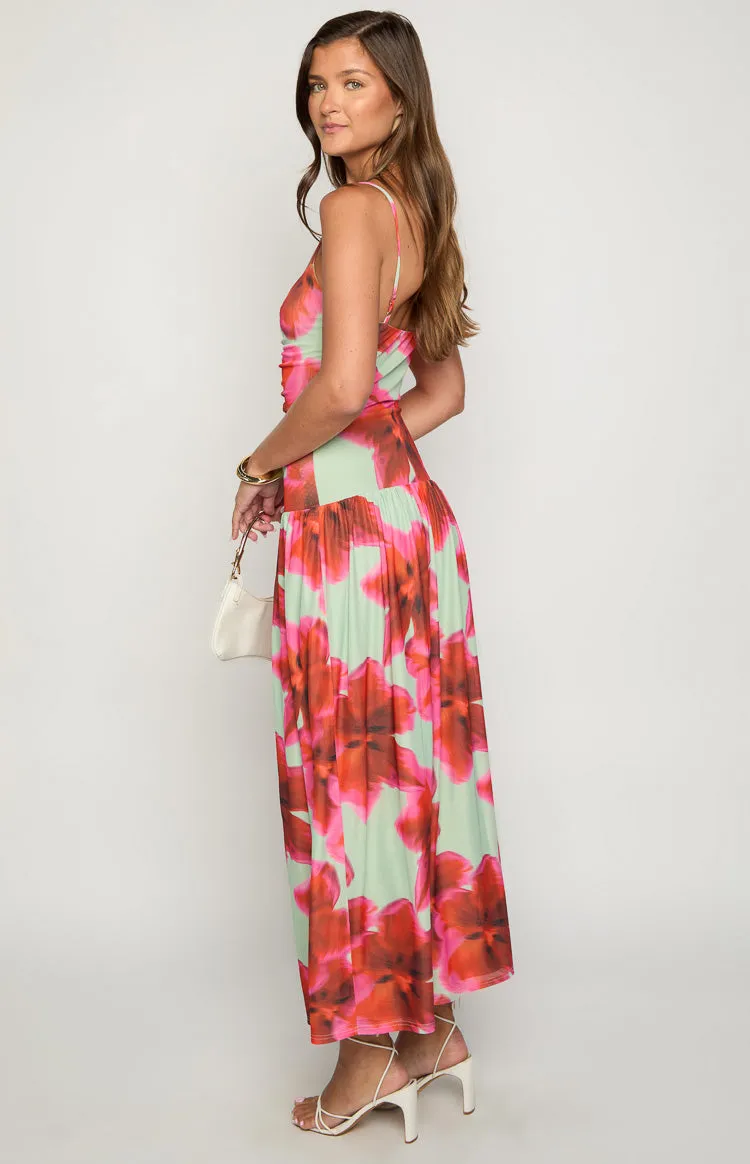 Lilliana Green Floral Print Maxi Dress sold by Beginning Boutique product image thumbnail 5