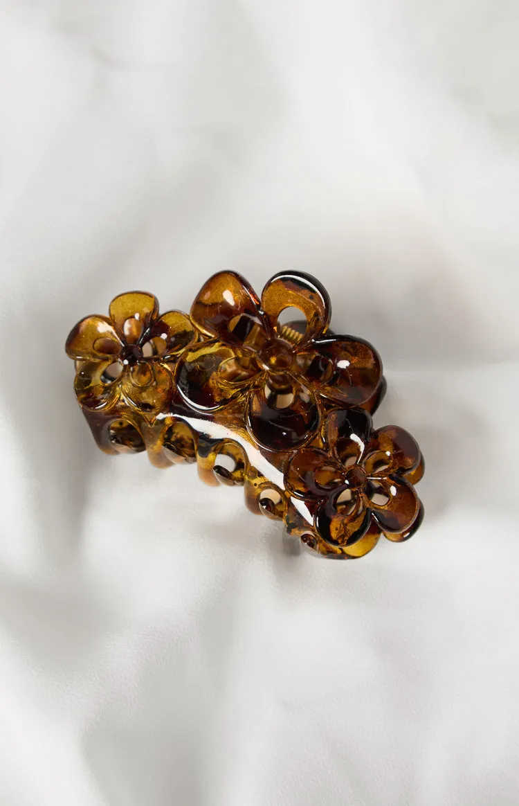 Tam Brown Flower Hair Claw sold by Beginning Boutique product image thumbnail 2