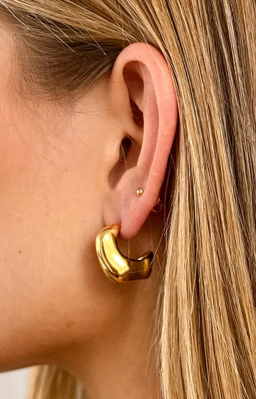 Elaila Gold Hoop Earrings sold by Beginning Boutique