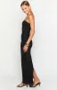 Lulana Black Strapless Rhinestone Maxi Dress sold by Beginning Boutique