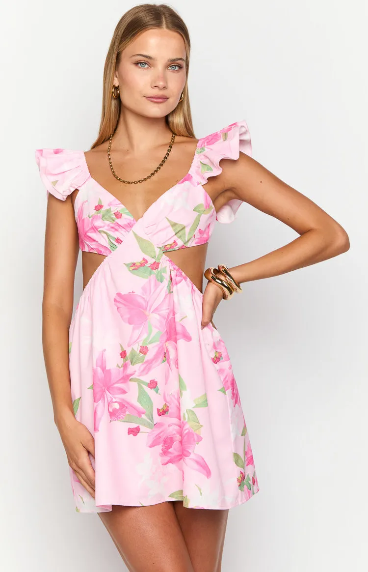 Kyla Pink Lilly Print Mini Dress sold by Beginning Boutique product image thumbnail 2