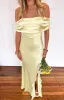 Anica Yellow Off Shoulder Maxi Dress sold by Beginning Boutique