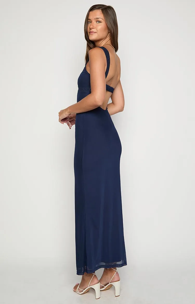 Gabriella Navy Mesh Maxi Dress sold by Beginning Boutique product image thumbnail 4