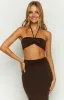 Haylo Chocolate Halter Crop Top sold by Beginning Boutique