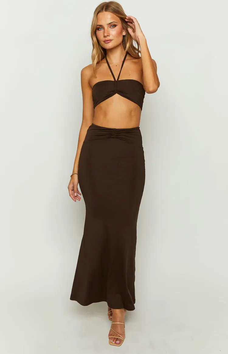 Haylo Chocolate Halter Crop Top sold by Beginning Boutique product image thumbnail 2