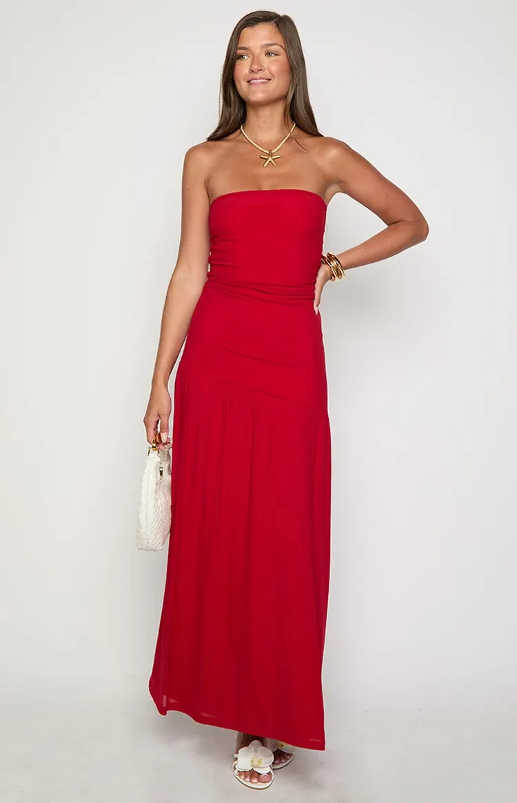 Morrigan Red Strapless Maxi Dress sold by Beginning Boutique product image thumbnail 3
