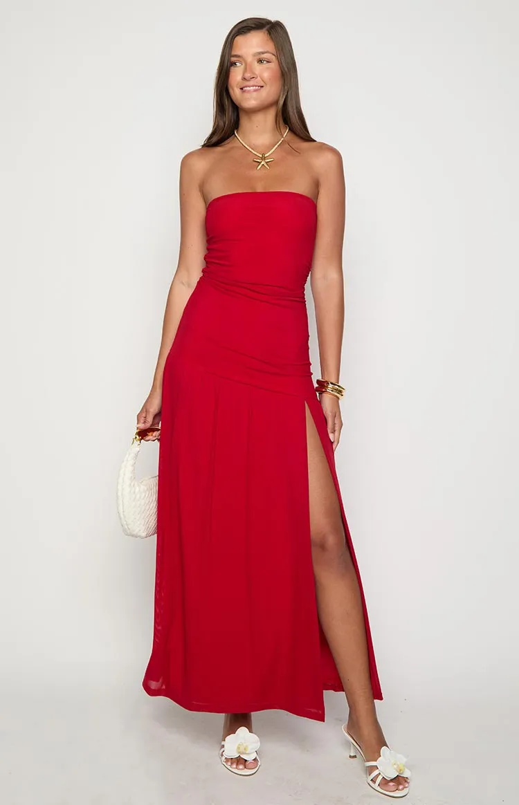 Morrigan Red Strapless Maxi Dress sold by Beginning Boutique product image thumbnail 2