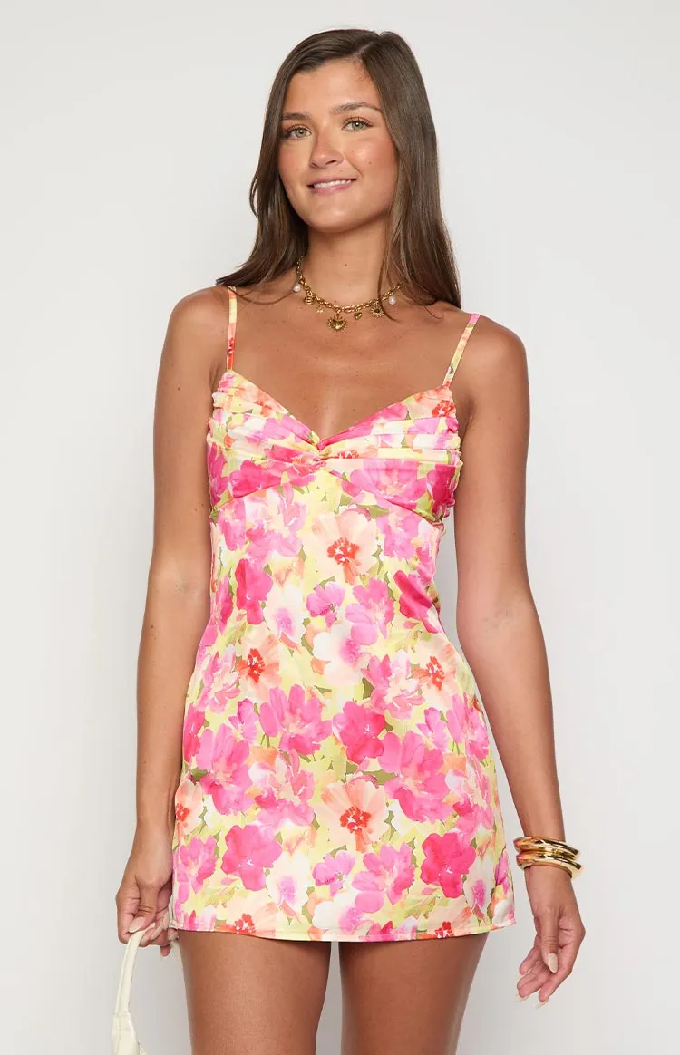 Honey Yellow Floral Pop Mini Dress sold by Beginning Boutique product image thumbnail 2