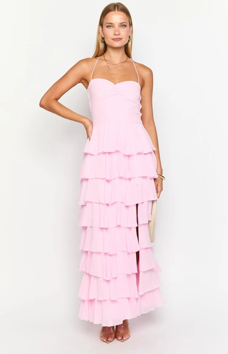 Georgie Pink Ruffle Prom Dress sold by Beginning Boutique product image thumbnail 3